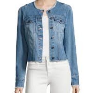 Joie Cranham denim collarless jacket